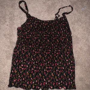 slim fitting floral crop tank